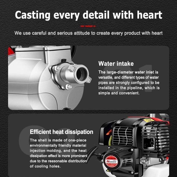REAIM Mesin Pompa Air Sawah Irigasi Empang Water Pump 1 & 1.5 Inch Mesin Pompa Air Bensin Outdoors