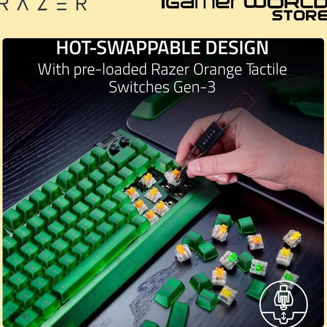 Razer BlackWidow V4 75% - Mechanical Gaming Keyboard, Hitam/Putih, 75% Layout dengan Razer Chroma RGB dan Switch Tactile Hot-Swappable