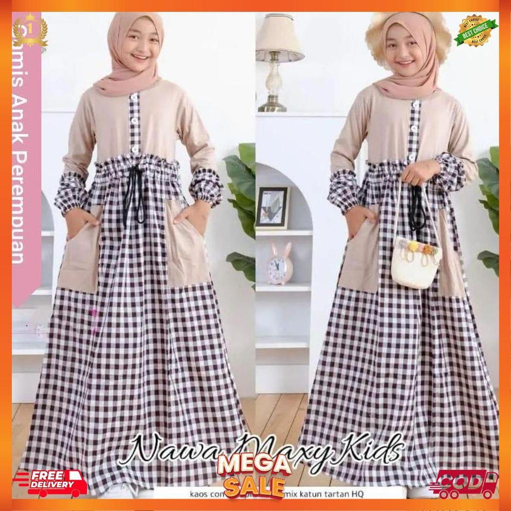 Terbaru  Nawa Maxy Kids / Baju Syari Anak Perempuan Terbaru 2022 / Gamis Terbaru 2022 Modern Lebaran