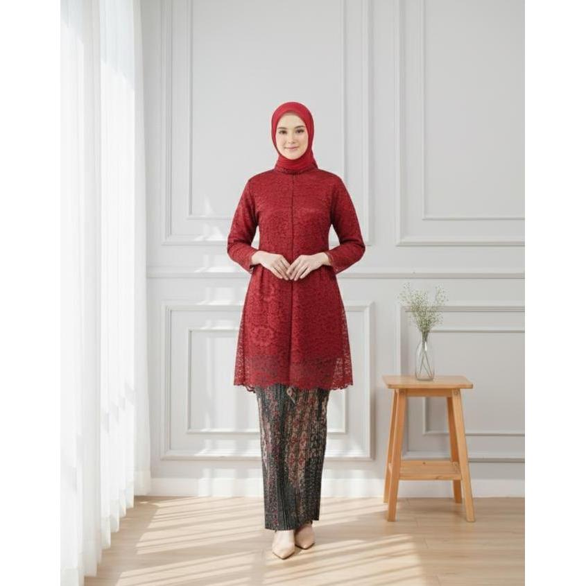 BL17 ~ Atasan Kebaya Brukat ibu ibu Remaja Dewasa Model Tunik Krah Modern Baju Brokat Batik Kebaya K