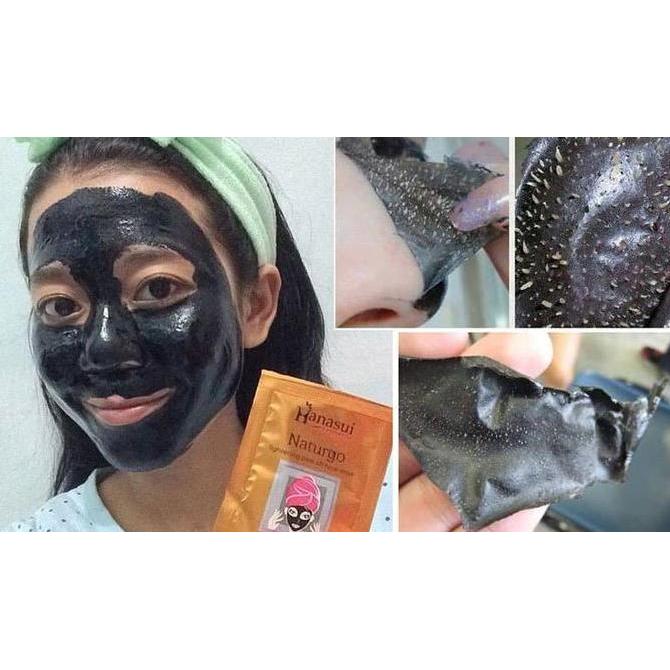 Rexzix- Hanasui Naturgo 1Dus Masker Hitam Pria Wanita Wajah Halus Sehat Segar