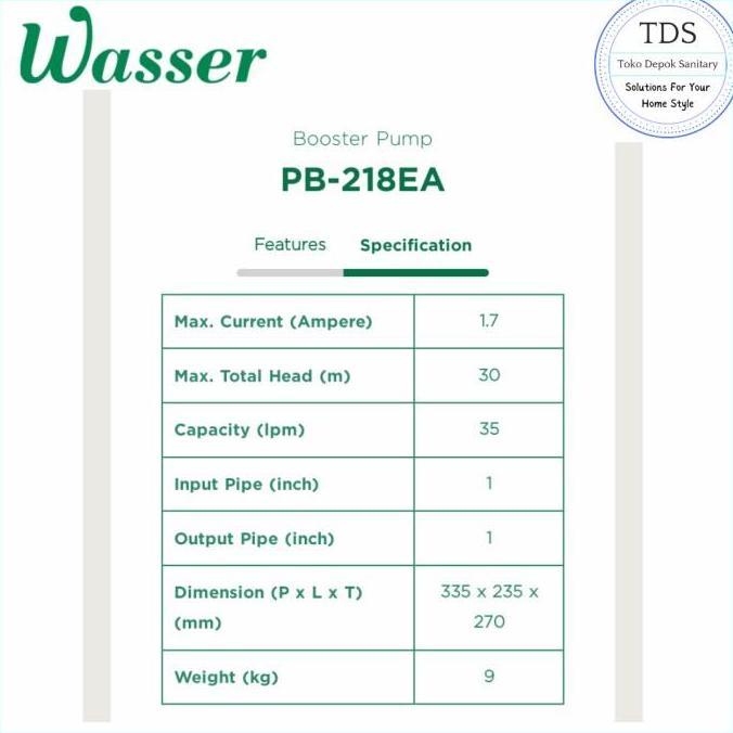 POMPA DORONG BOOSTER WASSER PB218EA PB 218 EA / BOOSTER WASSER