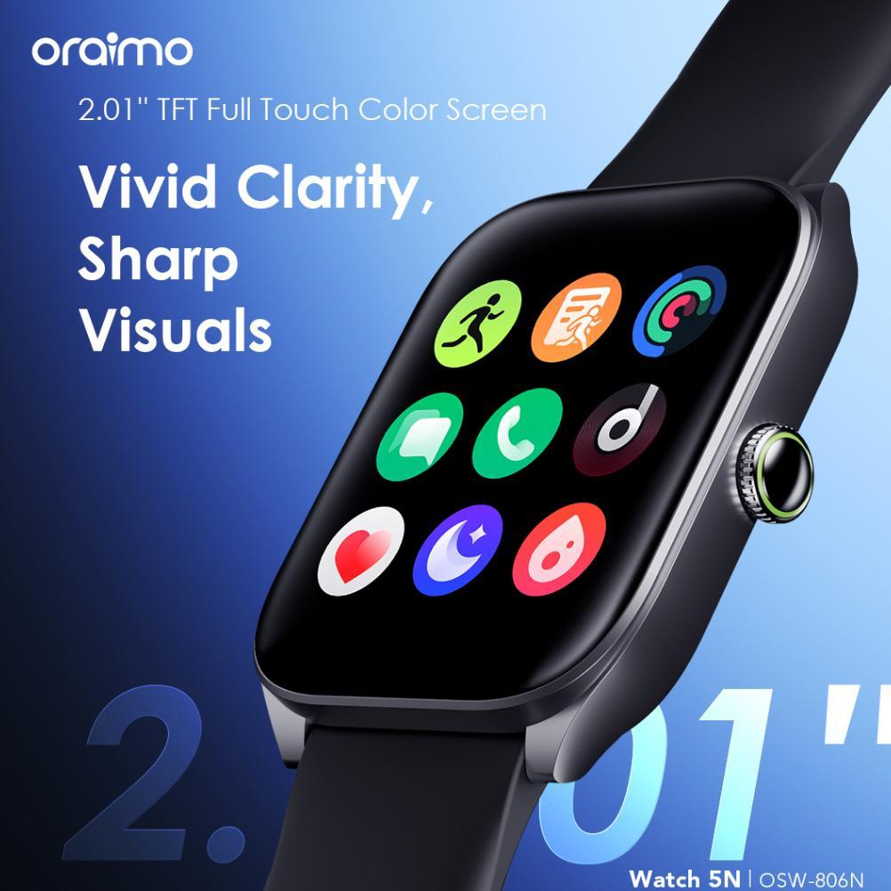 NEW PROMO (NEW LAUNCH) oraimo Watch 5N Smartwatch OSW-806N Jam Tangan Pintar Layar TFT 2.01" Bluetoo