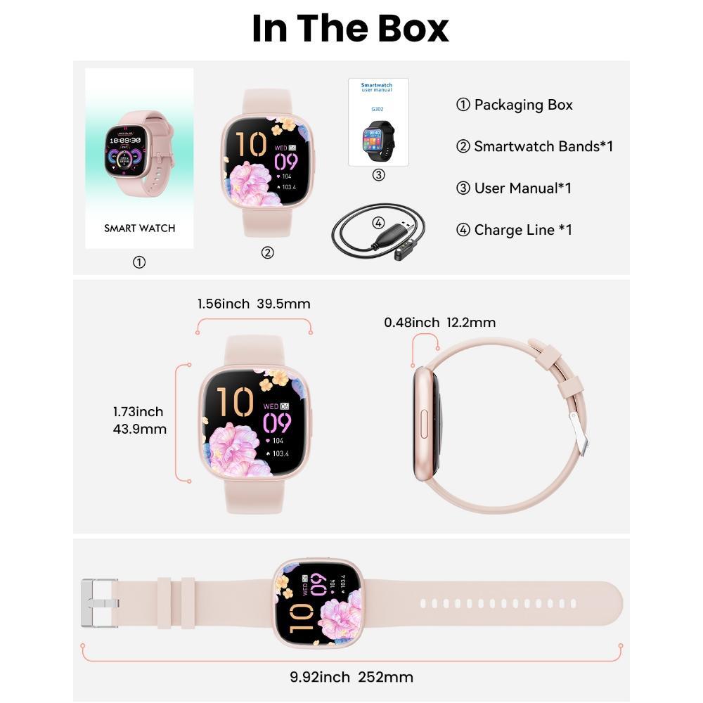 PROMO ENC Smart Watch for Men Women 1.72" Fitness Tracker SmartWatch for iPhone Android Compatible, 