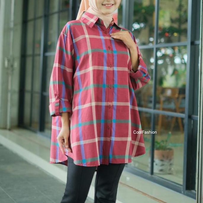 Iyakirim- Kemeja Jumbo Ld 130Cm Ld140Cm Kemeja Katun Atasan Wanita Nyaman Baju Lembut Atasan Muslim 