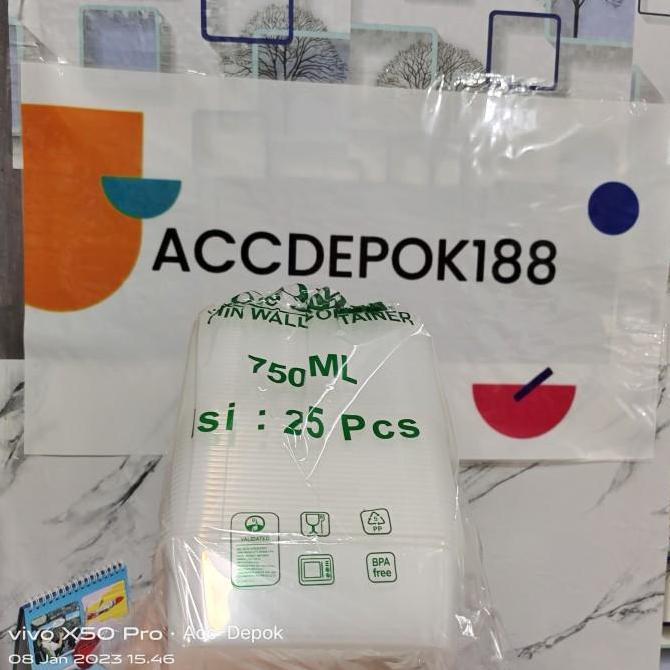 Thinwall Kotak Makan Food Container Mika Box 500ml 650ml 750ml 1000ml