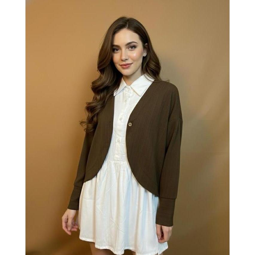 Iyakirim- Elenora Kemeja Set Outer - Knit Mix Rayon Twill Super -Atasan Wanita