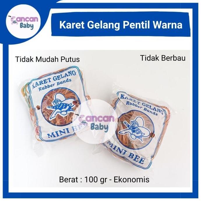 Karet Gelang Pentil Warna Mini Bee 100g Ikat Rambut Pengikat Bungkusan