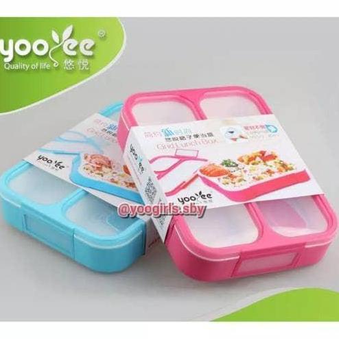 YOOYEE kotak makan grid bento lunch box 3 sekat anti bocor