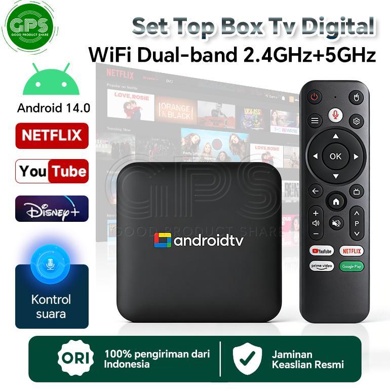 PROMO TERBARU BARU, KIRIM CEPAT 4K Android TV Box/Kotak TV Cerdas Support Voice Android 14.0 2.4G+5G