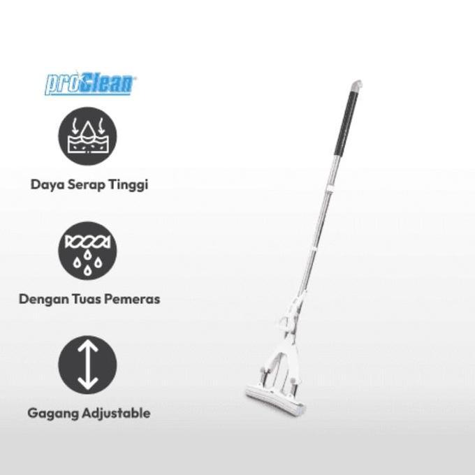 Ready  PVA Mop Beige Proclean Alat Pel busa+ Pemeras | Alat Kebersihan Mop