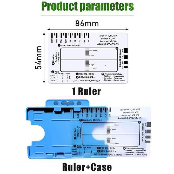GRASSSTEKNO Penggaris EKG / ECG 7 Step Portabel Transparan, Alat Ukur & Analisis EKG untuk Tenaga Me