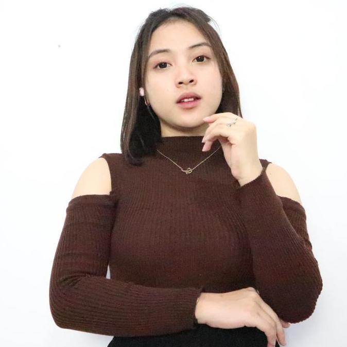 BL137 ~ Turtleneck Knit Rajut Lengan Panjang Wanita Kaos Kerah Tinggi Style Korea Baju Fit