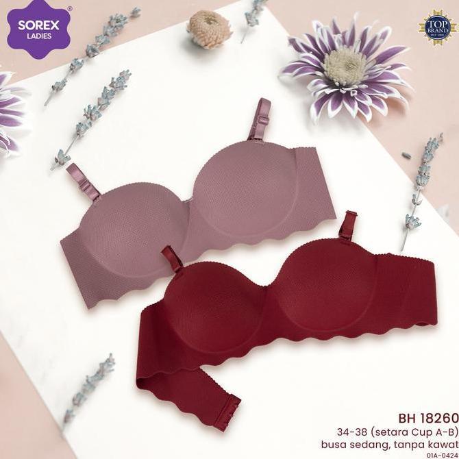 BL50 >> Sorex (2 pcs) Push Up Bra/BH Seamless Sorex 18260 Cup A ke B 1/2 Cup Tanpa Kawat Life Style 