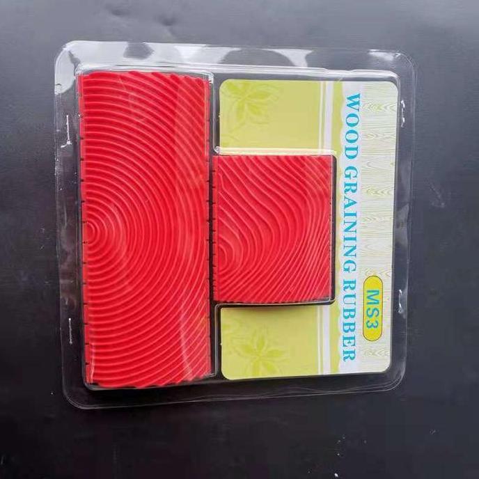 Colorbit- 2Pcs Kuas Cat Motif Kayu Karet Dinding Efek Corak Kuas Corak Roll