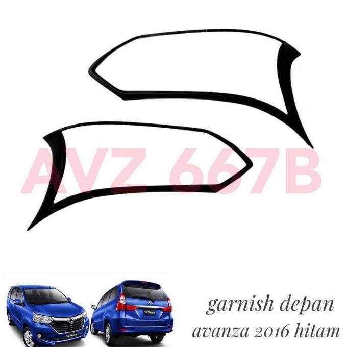 GARNISH GARNIS LIS LIST LAMPU DPN MOBIL AVANZA 2016 HITAM BLACK DOF BARU