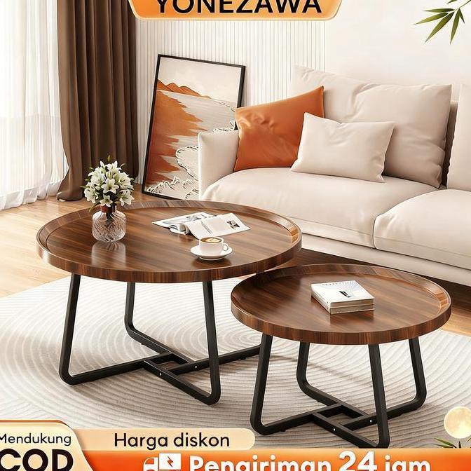 TERBARU - YONEZAWA Meja Kopi Modern Aesthetic 2-In-1 Dapat Dikombinasi Bebas Meja Ruang Tamu Meja Bu
