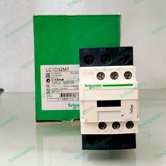Baru (1) KONTAKTOR SCHNEIDER LCID32M7 COIL 220V 50A AC-3 15KW ASLI SCHNEIDER apipe32