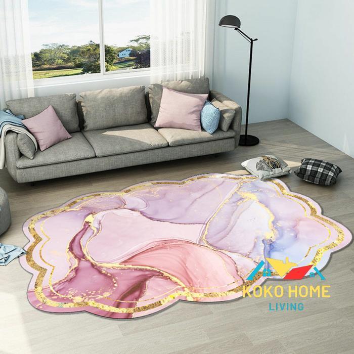 Karpet Karpet Lantai Estetik Abstrak Marmer 100X150 Tikar