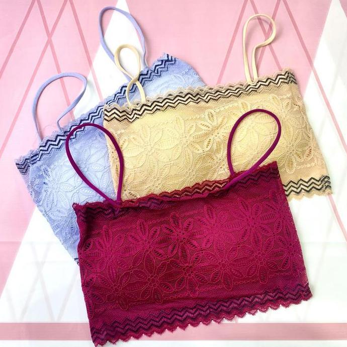 CUCI GUDANG BR924 Bra Seamless Renda Brukat Motif Bunga Sport Bra BH Fashion Wanita Brukat  Tipis te