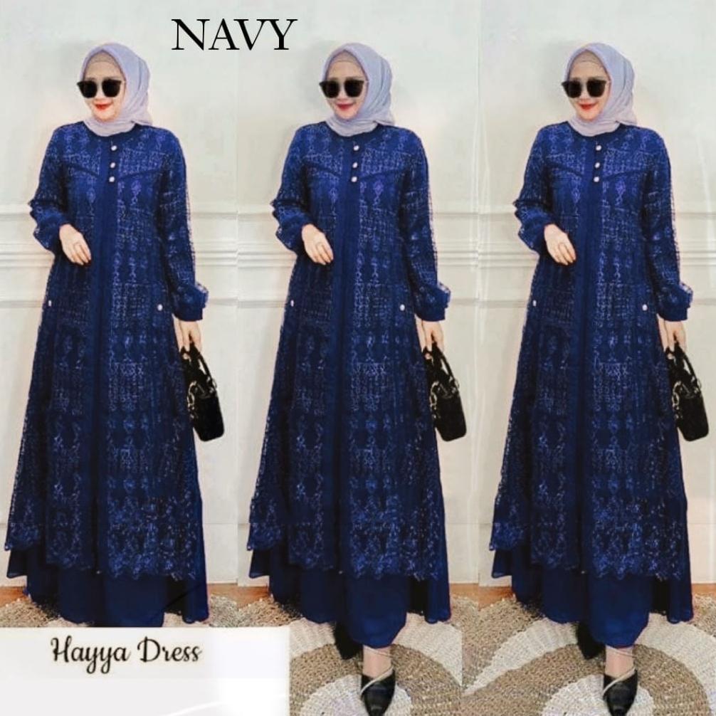 Paket Hemat Hayya Dress Gamis Muslim Bcb Brukat Cerutty Elegan