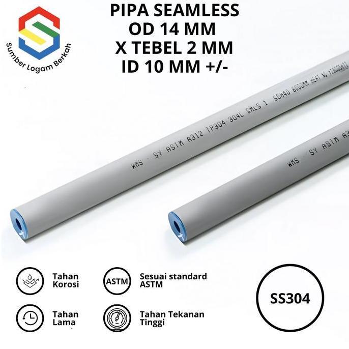 PROMO - Pipa seamless 14 mm x tebel 2 mm stainless 304