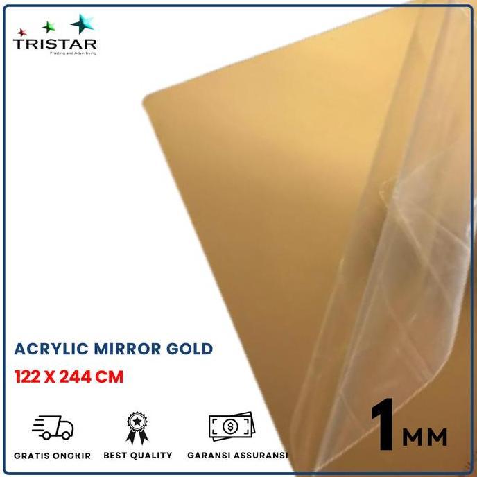 PROMO DISKON - Akrilik Lembaran Mirror Gold Tebal 1mm / Gold Acrylic Sheet 122X244 Mirror Cermin 1MM