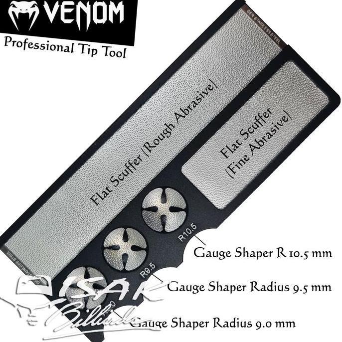 Venom Professional Cue Tip Tool - Shaper Scuffer Stick Billiard Biliar
