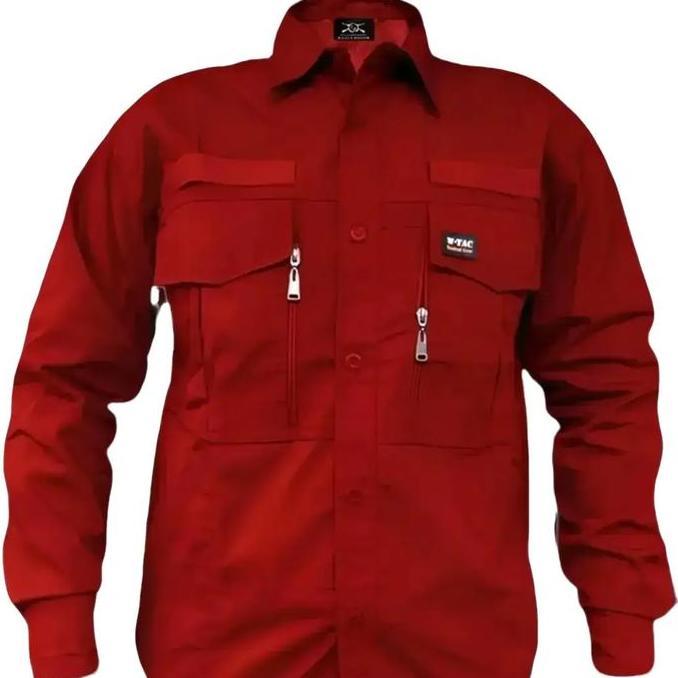 kemeja tactical w-tac panjang warna merah navy dan biru dongker Casual standard sesuai gambar Pria M