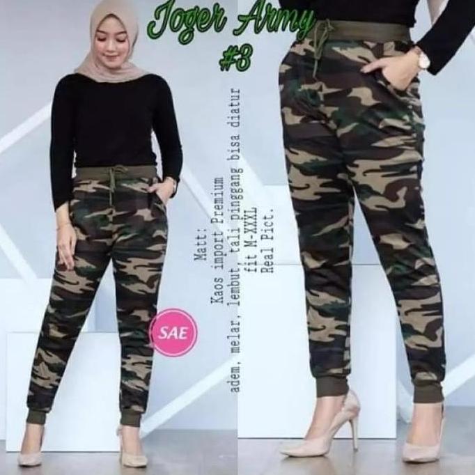 BEBAS ONGKIR - Celana Olahraga Joger Army Wanita / Celana Senam Joger Army Import.