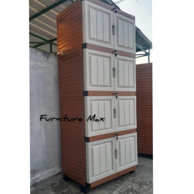 TERMURAH - Lemari plastik 4 susun kunci tebal jumbo / Lemari plastik 4 susun full kunci jumbo / Rak 