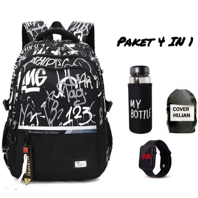 Discount [ Bonus Jam-Rain Cover ] Tas Anak Laki Laki Sd Motif- Tas Sekolah Anak Laki Laki Perempuan 