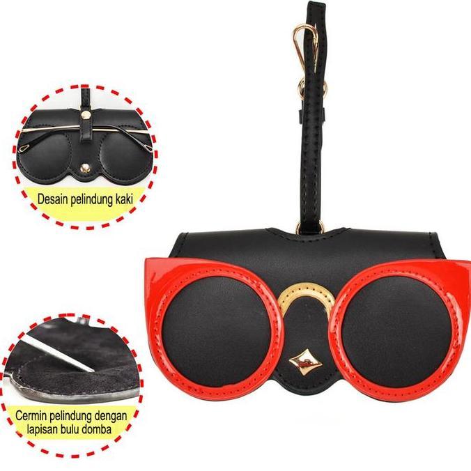 MIOSHINOCHE Tempat Kacamata Leather Kotak Kacamata Gantungan Tas Tempat Kacamata Traveling