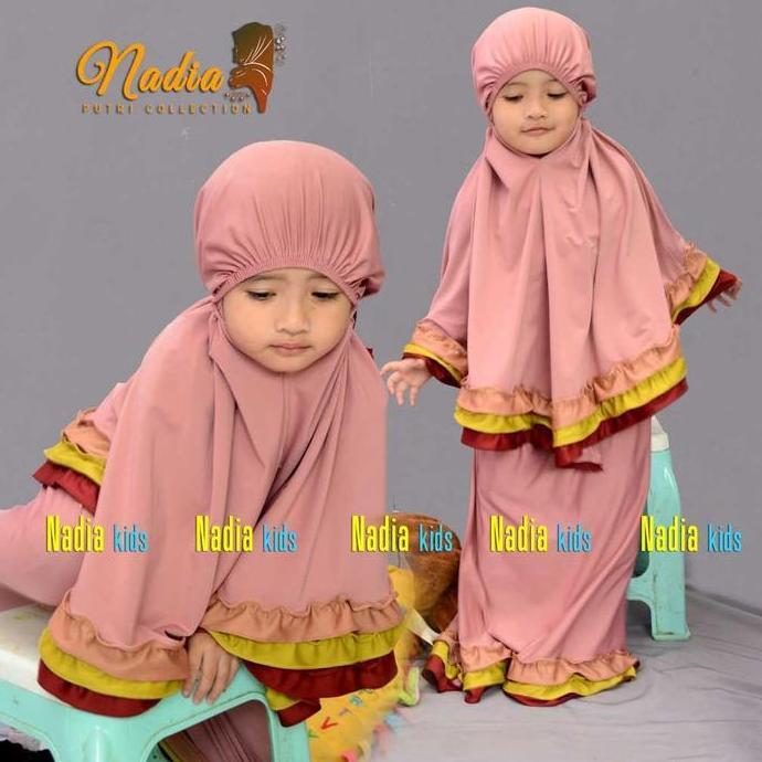 MURAH LEBAY AliMaMa - MUKENA ANAK RAINBOW - Mukenah Perempuan Telekung Traveling Jersey Airish Jersi