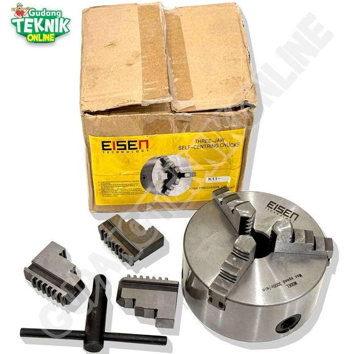 KEZHINES Catok Bubut Kaki 3 EISEN 3" 5" K11-80 K11-125 EISEN / Chuck Kepala Mesin Bubut 3 5 Inch  Cl