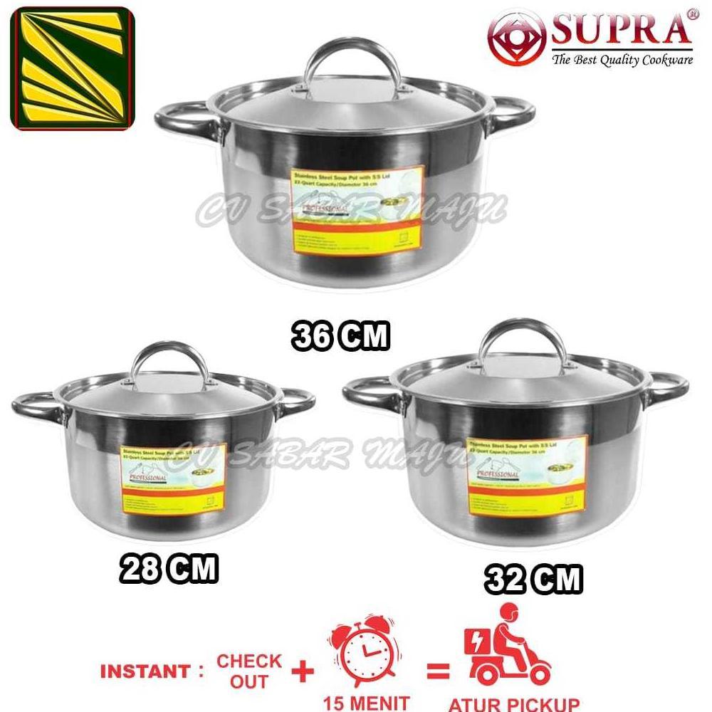 HOT PRODUCT Supra Panci Stock Pot / Steamer Kukusan  8, 12, 16, 20 QT, Soup Pot Stainless 28, 32, 36