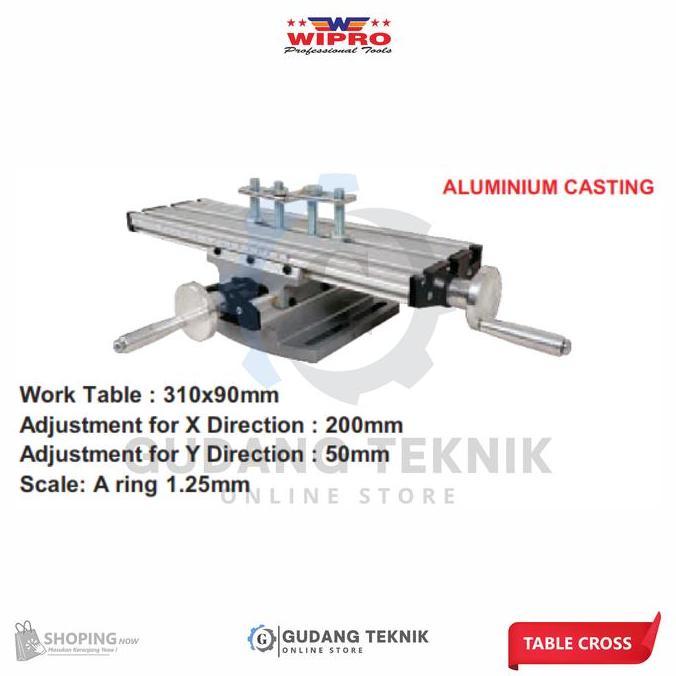 MIOSHINOCHE Table Cross Aluminium WIPRO TCR-63 / Ragum Meja Bubut Miling Aluminium