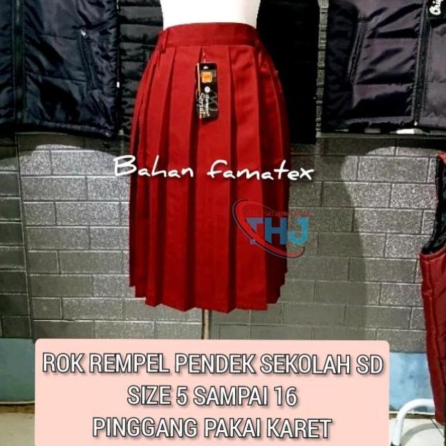 SIZE JUMBO...Seragam sekolah Rok pendek SD SMP Rempel Merah/putih/pramuka/Rok seragam sekolah bahan 