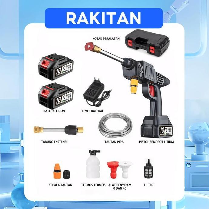 Ecosen Jet Cleaner Mesin Cuci Motor Portable Jet Alat Cuci Motor Cuci Mobil Baterai