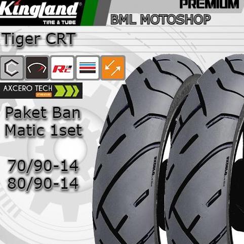 BISMILAHBERKAH100 - PAKET SEPASANG BAN MATIC TUBELESS 7/9-14 DAN 8/9-14 KINGLAND CRT BAN LUAR RING 1