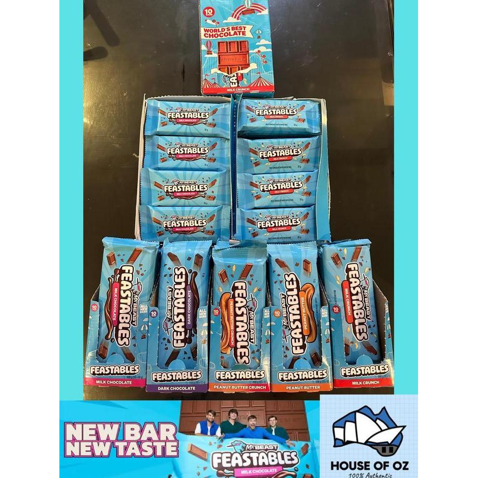 (New Version) Coklat Mr Beast Feastables Chocolate Bar - Snack Cokelat Susu Kacang - 60G & 35G