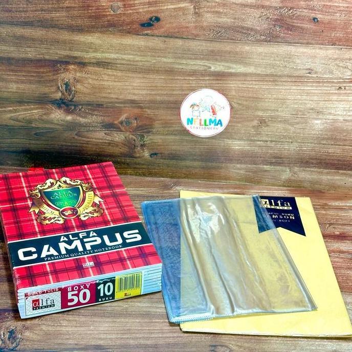 Altx- Paket Buku Tulis Smp Sma Campus Isi 50 Lembar 10 Buku Plus Sampul Kertas Coklat Dan Sampul Pla