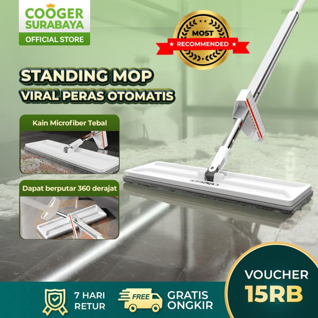 Cooger Surabaya Alat Pel Peras Pelan Lantai Microfiber Berdiri Otomatis Super Automatic Standing Mop