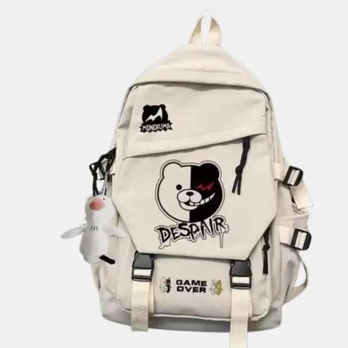 Ransel Pria Wanita Ransel Tas Sekolah Pelajar untuk Remaja Perempuan Laki-laki Tas Sekolah Hitam Pol