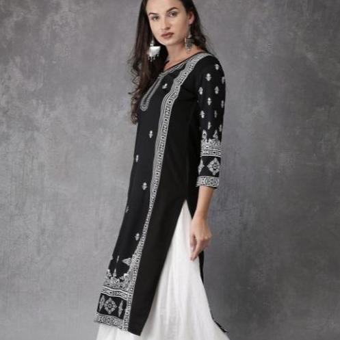 Laqueens Anouk kurta india kurti hitam black midi dress atasan wanita remaja tunik