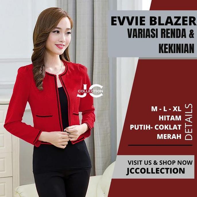 Momi- Blazer Kerja Wanita Lengan Panjang Variasi Lace Renda Ala Korean Style Evve - Jccollections / 
