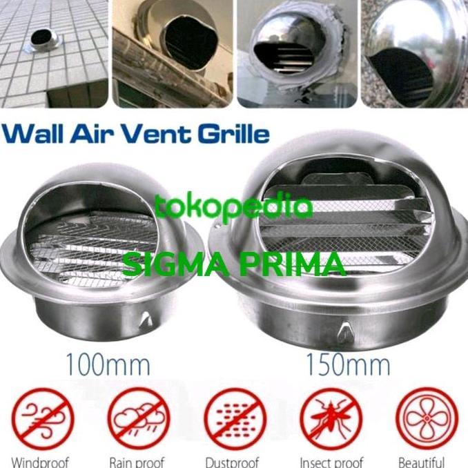 penutup cerobong asap 4 in stainless / tutup cooker hood dinding 4"