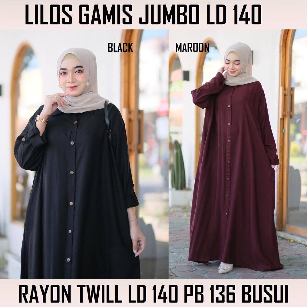 FREE ONGKIR GAMIS JUBAH JUMBO RAYON TWILL 5L / DRESS MUSLIM LD 140 FULL KANCING XXXXXL