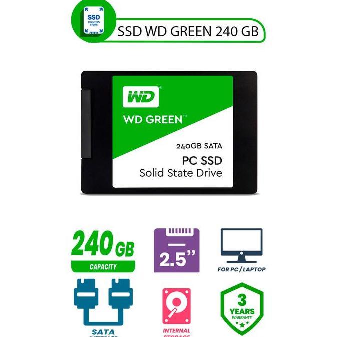 Saveyou- Ssd Wd Green 240Gb - Sata 2.5" 7Mm - 3D Nand Ssd - Garansi 3 Tahun