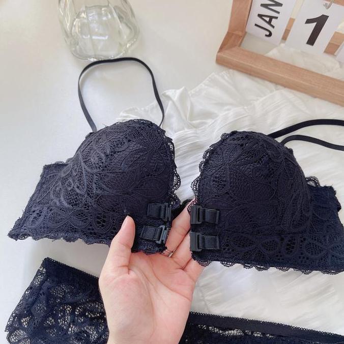 Wokpu- Bra Kancing/ Pengait Depan Sexy Busa Tebal Push Up Tanpa Kawat Bh Kancing Dewasa  Seamless  W